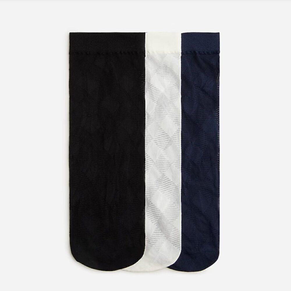 J. crew Sheer buffalo plaid socks three-pack NWT OSFA